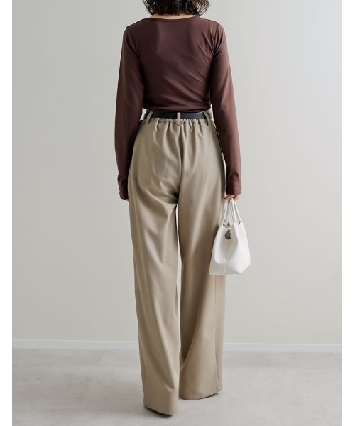 Re:EDIT（リエディ）の「[2026S/S COLLECTION]アンチピリングカシュクールドレープトップス（Tシャツ/カットソー・レディース・ブラウン/レッド/ライトブルー/アイボリー/ブラック/杢グレー・LARGE/MEDIUM）」の8枚目の写真