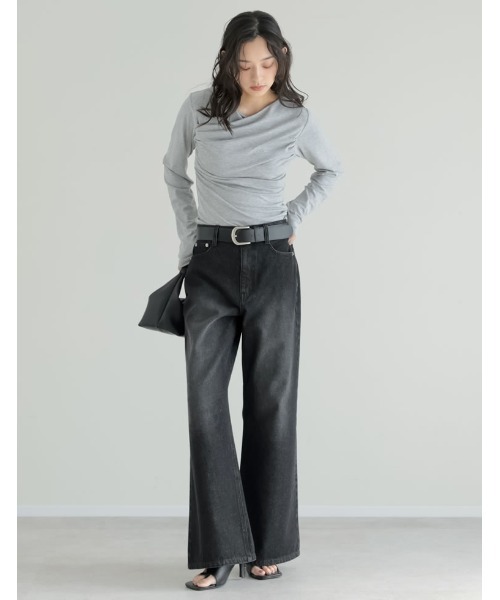 Re:EDIT（リエディ）の「[2026S/S COLLECTION]アンチピリングカシュクールドレープトップス（Tシャツ/カットソー・レディース・ブラウン/レッド/ライトブルー/アイボリー/ブラック/杢グレー・LARGE/MEDIUM）」の7枚目の写真