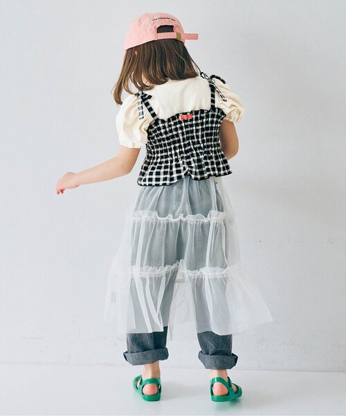 p.premier（ピードットプルミエ）の「先染めチェックのシャーリングビスチェ&トップスセット（Tシャツ/カットソー・キッズ・イエロー/グリーン/レッド/ブラック・80/90/100/110/120/130/140）」の20枚目の写真