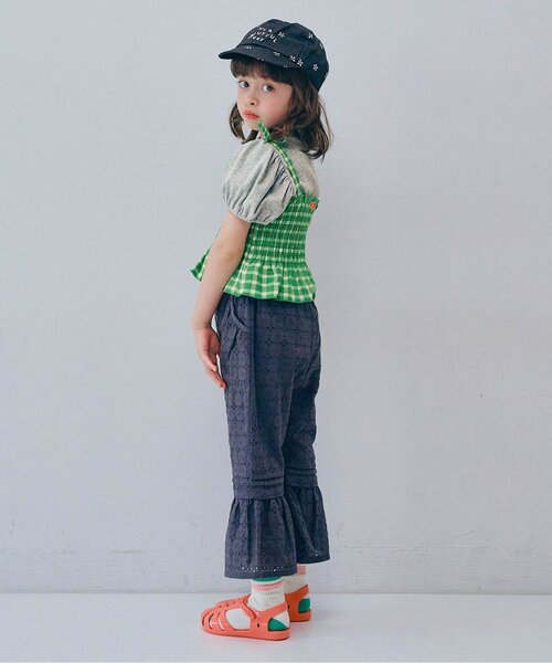 p.premier（ピードットプルミエ）の「先染めチェックのシャーリングビスチェ&トップスセット（Tシャツ/カットソー・キッズ・イエロー/グリーン/レッド/ブラック・80/90/100/110/120/130/140）」の22枚目の写真