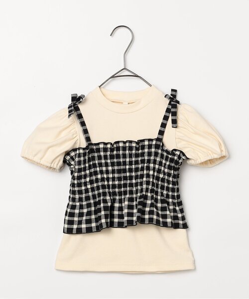 p.premier(ピードットプルミエ)の「先染めチェックのシャーリングビスチェ&トップスセット(Tシャツ/カットソー・キッズ・イエロー/グリーン/レッド/ブラック・80/90/100/110/120/130/140)」の18枚目の写真