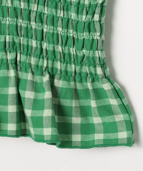 p.premier（ピードットプルミエ）の「先染めチェックのシャーリングビスチェ&トップスセット（Tシャツ/カットソー・キッズ・イエロー/グリーン/レッド/ブラック・80/90/100/110/120/130/140）」の6枚目の写真