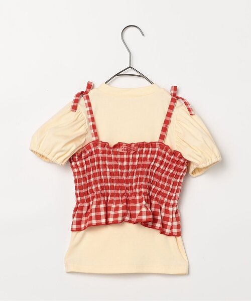 p.premier（ピードットプルミエ）の「先染めチェックのシャーリングビスチェ&トップスセット（Tシャツ/カットソー・キッズ・イエロー/グリーン/レッド/ブラック・80/90/100/110/120/130/140）」の16枚目の写真