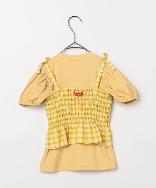 p.premier（ピードットプルミエ）の「先染めチェックのシャーリングビスチェ&トップスセット（Tシャツ/カットソー・キッズ・イエロー/グリーン/レッド/ブラック・80/90/100/110/120/130/140）」の17枚目の写真