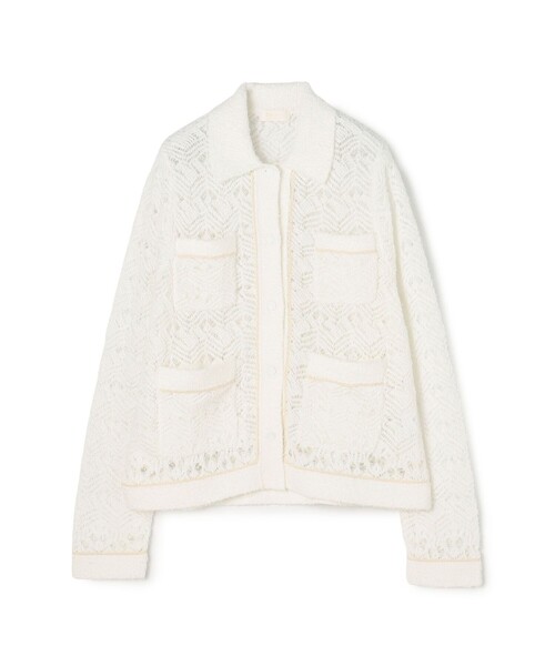 BALLSEY（ボールジィ）の「【WEB先行予約】コットンナイロンファンシーヤーン 4Pカーディガン（カーディガン/ボレロ・レディース・ブラック/ホワイト・S）」の2枚目の写真