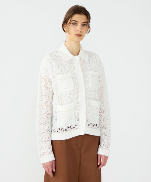 BALLSEY（ボールジィ）の「【WEB先行予約】コットンナイロンファンシーヤーン 4Pカーディガン（カーディガン/ボレロ・レディース・ブラック/ホワイト・S）」の5枚目の写真