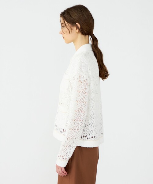 BALLSEY（ボールジィ）の「【WEB先行予約】コットンナイロンファンシーヤーン 4Pカーディガン（カーディガン/ボレロ・レディース・ブラック/ホワイト・S）」の6枚目の写真