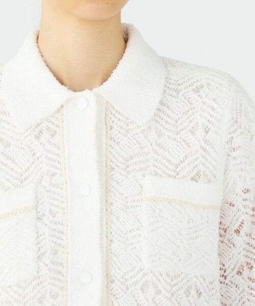 BALLSEY（ボールジィ）の「【WEB先行予約】コットンナイロンファンシーヤーン 4Pカーディガン（カーディガン/ボレロ・レディース・ブラック/ホワイト・S）」の9枚目の写真