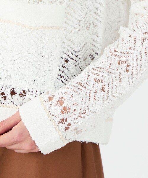 BALLSEY（ボールジィ）の「【WEB先行予約】コットンナイロンファンシーヤーン 4Pカーディガン（カーディガン/ボレロ・レディース・ブラック/ホワイト・S）」の11枚目の写真