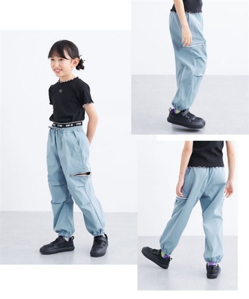 QUNTSTYLE（キュントスタイル）の「ソフトツイルロゴゴムカーゴパンツ（カーゴパンツ・キッズ・ブラック/カーキ/ブルーグレー/ラベンダー・120/130/140/150/160）」の7枚目の写真