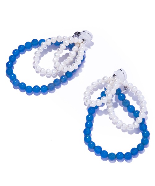 IRIS47(イリスフォーセブン)の「【IRIS 47】fabiana blue agate earring/ファビアナ ブルーアゲート イヤリング(イヤリング・レディース・ブルー・FREE)」の2枚目の写真