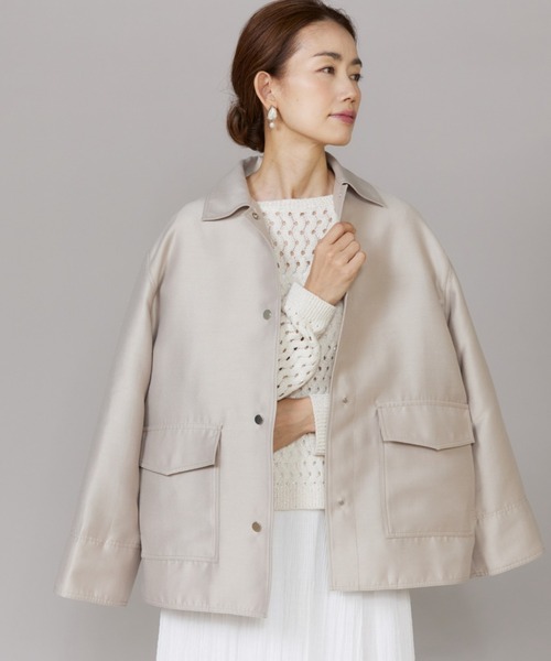 LE SOUK(ルスーク)の「オーバーサイズシャツジャケット(ブルゾン・レディース・サックスブルー/ベージュ・9号)」の1枚目の写真