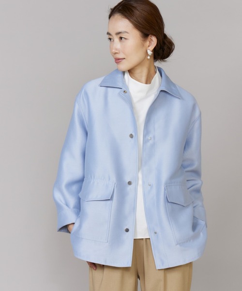 LE SOUK(ルスーク)の「オーバーサイズシャツジャケット(ブルゾン・レディース・サックスブルー/ベージュ・9号)」の2枚目の写真