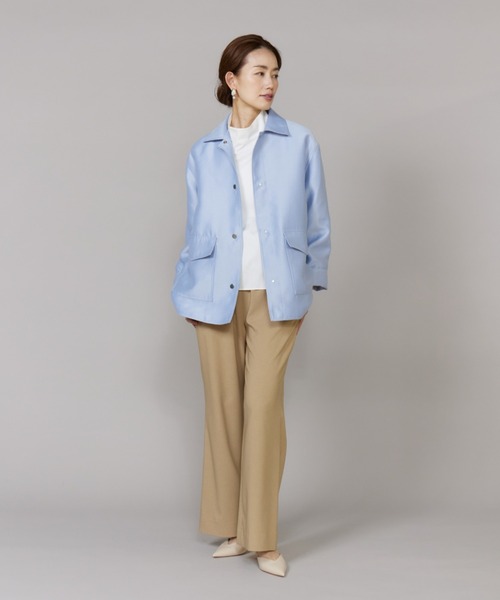 LE SOUK(ルスーク)の「オーバーサイズシャツジャケット(ブルゾン・レディース・サックスブルー/ベージュ・9号)」の9枚目の写真