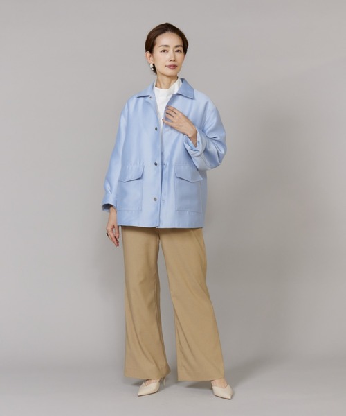 LE SOUK(ルスーク)の「オーバーサイズシャツジャケット(ブルゾン・レディース・サックスブルー/ベージュ・9号)」の10枚目の写真