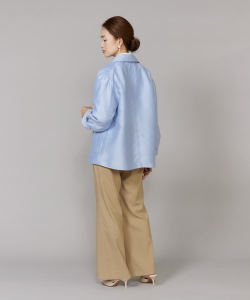LE SOUK(ルスーク)の「オーバーサイズシャツジャケット(ブルゾン・レディース・サックスブルー/ベージュ・9号)」の11枚目の写真