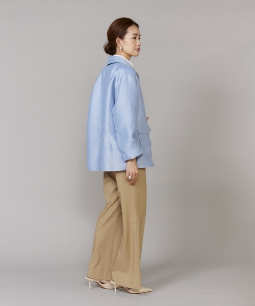 LE SOUK(ルスーク)の「オーバーサイズシャツジャケット(ブルゾン・レディース・サックスブルー/ベージュ・9号)」の12枚目の写真