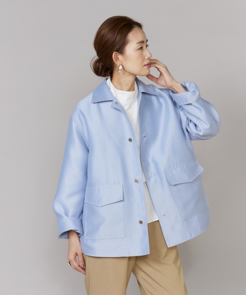 LE SOUK(ルスーク)の「オーバーサイズシャツジャケット(ブルゾン・レディース・サックスブルー/ベージュ・9号)」の13枚目の写真