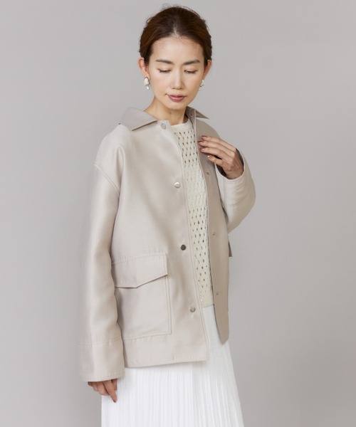 LE SOUK(ルスーク)の「オーバーサイズシャツジャケット(ブルゾン・レディース・サックスブルー/ベージュ・9号)」の14枚目の写真