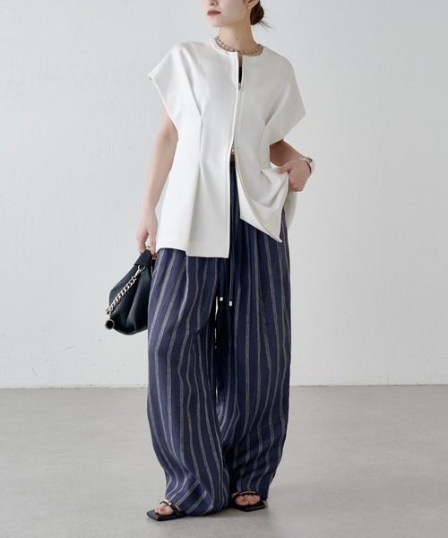Lui's（ルイス）の「ストライプリネンイージーパンツ（その他パンツ・レディース・ネイビー/ブラック・36/38）」の17枚目の写真