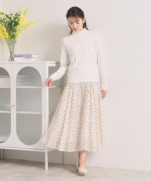 ITS'DEMO（イッツデモ）の「【手洗い可】袖シアー切替トップス（Tシャツ/カットソー・レディース・オフホワイト/ライトグレー/ブラック・00）」の14枚目の写真