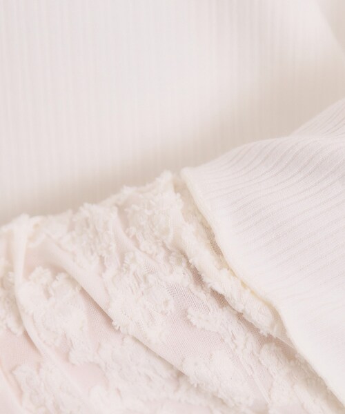 ITS'DEMO（イッツデモ）の「【手洗い可】袖シアー切替トップス（Tシャツ/カットソー・レディース・オフホワイト/ライトグレー/ブラック・00）」の15枚目の写真