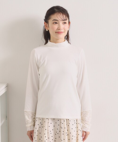 ITS'DEMO（イッツデモ）の「【手洗い可】袖シアー切替トップス（Tシャツ/カットソー・レディース・オフホワイト/ライトグレー/ブラック・00）」の16枚目の写真