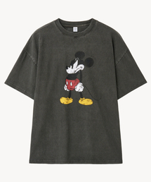 ヴィンテージウォッシング アングリ _ミッキー_ Tシャツ (チャコール)