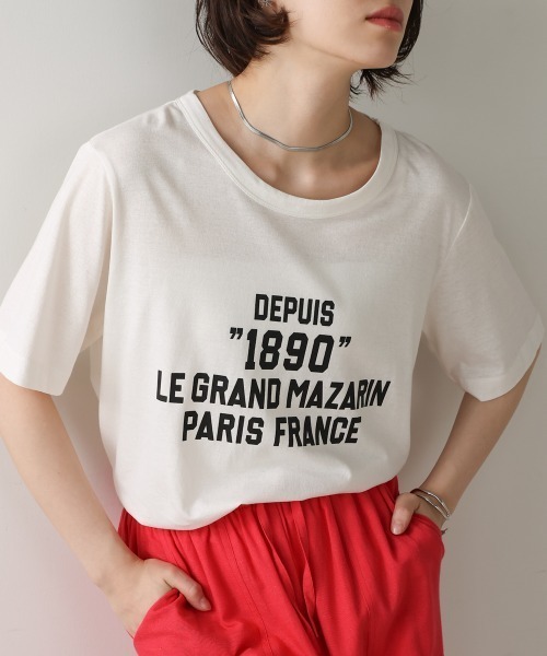 Bou Jeloud（ブージュルード）の「リサイクルポリ天竺ナンバリングTシャツ（Tシャツ/カットソー・レディース・オフホワイト/ブラック/イエロー・FREE）」の2枚目の写真