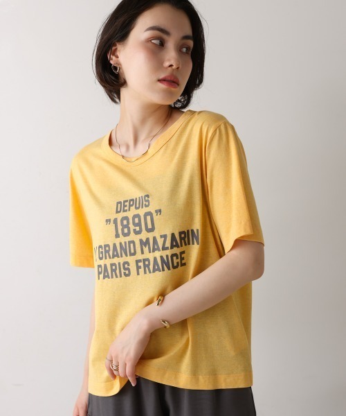 Bou Jeloud（ブージュルード）の「リサイクルポリ天竺ナンバリングTシャツ（Tシャツ/カットソー・レディース・オフホワイト/ブラック/イエロー・FREE）」の5枚目の写真
