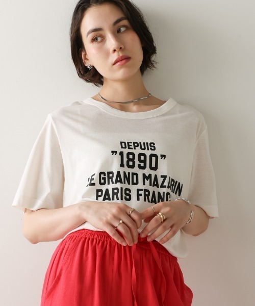 Bou Jeloud（ブージュルード）の「リサイクルポリ天竺ナンバリングTシャツ（Tシャツ/カットソー・レディース・オフホワイト/ブラック/イエロー・FREE）」の7枚目の写真