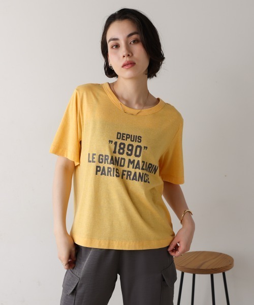 Bou Jeloud（ブージュルード）の「リサイクルポリ天竺ナンバリングTシャツ（Tシャツ/カットソー・レディース・オフホワイト/ブラック/イエロー・FREE）」の16枚目の写真