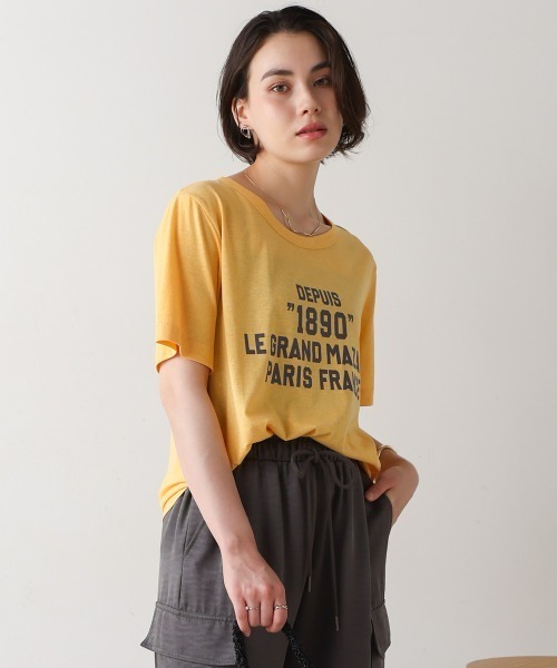 Bou Jeloud（ブージュルード）の「リサイクルポリ天竺ナンバリングTシャツ（Tシャツ/カットソー・レディース・オフホワイト/ブラック/イエロー・FREE）」の21枚目の写真