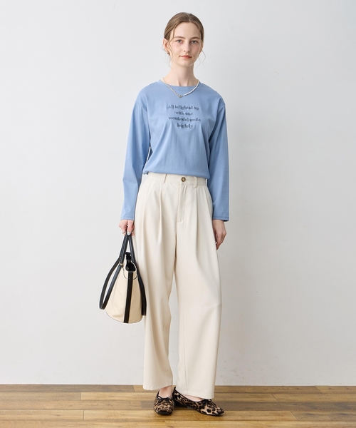 LE SOUK HOLIDAY(ルスークホリデー)の「シルケット刺しゅうロンT【接触冷感・綿100%】(Tシャツ/カットソー・レディース・チャコールグレー/オフホワイト/サックスブルー・M/L)」の15枚目の写真
