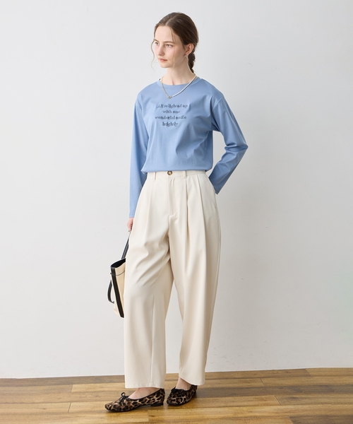 LE SOUK HOLIDAY(ルスークホリデー)の「シルケット刺しゅうロンT【接触冷感・綿100%】(Tシャツ/カットソー・レディース・チャコールグレー/オフホワイト/サックスブルー・M/L)」の16枚目の写真