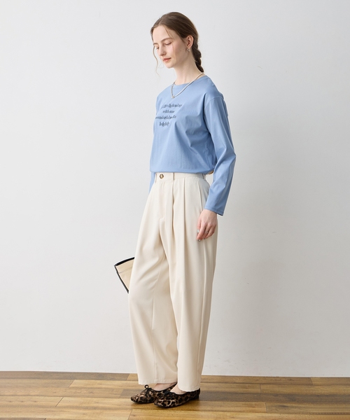 LE SOUK HOLIDAY(ルスークホリデー)の「シルケット刺しゅうロンT【接触冷感・綿100%】(Tシャツ/カットソー・レディース・チャコールグレー/オフホワイト/サックスブルー・M/L)」の17枚目の写真