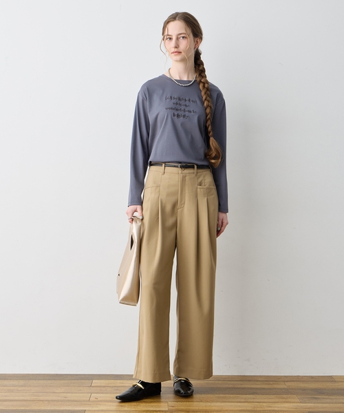 LE SOUK HOLIDAY(ルスークホリデー)の「シルケット刺しゅうロンT【接触冷感・綿100%】(Tシャツ/カットソー・レディース・チャコールグレー/オフホワイト/サックスブルー・M/L)」の19枚目の写真
