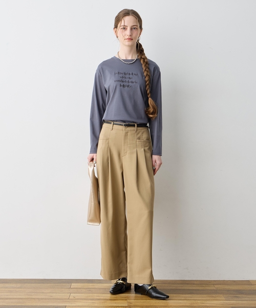 LE SOUK HOLIDAY(ルスークホリデー)の「シルケット刺しゅうロンT【接触冷感・綿100%】(Tシャツ/カットソー・レディース・チャコールグレー/オフホワイト/サックスブルー・M/L)」の20枚目の写真