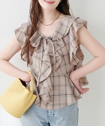 natural couture(�i�`�������N�`���[��)�̑O��QWAY�`�F�b�N���b�t���u���E�X(�V���c/�u���E�X)