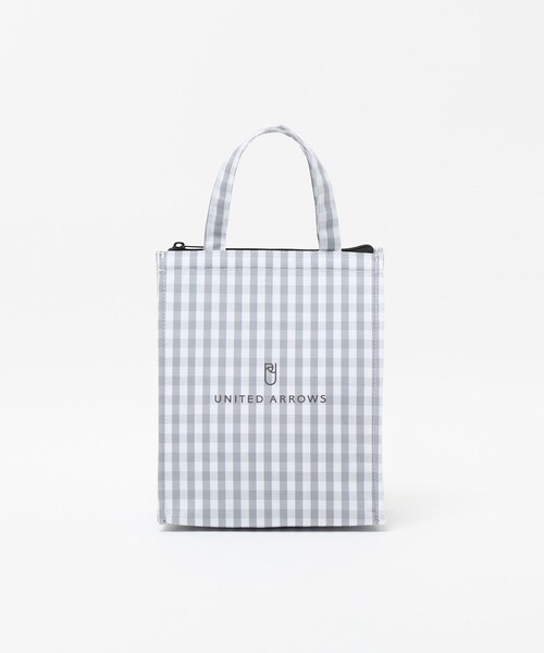 UNITED ARROWS（ユナイテッドアローズ）の「ギンガムチェック ロゴ ランチバッグ（トートバッグ・レディース・ライトグレー/ネイビー・FREE）」の2枚目の写真