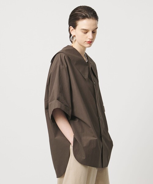 ASTRAET（アストラット）の「＜ASTRAET＞ハーフスリーブ セーラーカラーブラウス（シャツ/ブラウス・レディース・ブラック/ホワイト/ダークブラウン・FREE）」の3枚目の写真