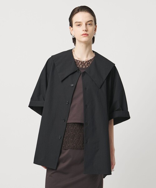 ASTRAET（アストラット）の「＜ASTRAET＞ハーフスリーブ セーラーカラーブラウス（シャツ/ブラウス・レディース・ブラック/ホワイト/ダークブラウン・FREE）」の2枚目の写真