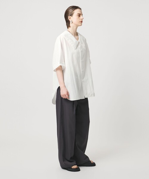 ASTRAET（アストラット）の「＜ASTRAET＞ハーフスリーブ セーラーカラーブラウス（シャツ/ブラウス・レディース・ブラック/ホワイト/ダークブラウン・FREE）」の5枚目の写真