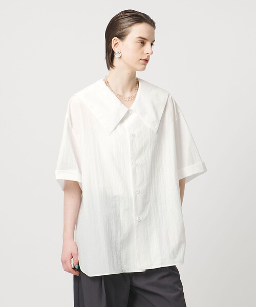 ASTRAET（アストラット）の「＜ASTRAET＞ハーフスリーブ セーラーカラーブラウス（シャツ/ブラウス・レディース・ブラック/ホワイト/ダークブラウン・FREE）」の6枚目の写真