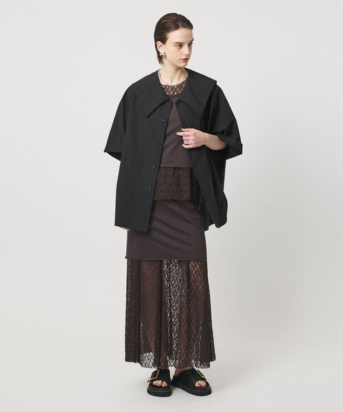 ASTRAET（アストラット）の「＜ASTRAET＞ハーフスリーブ セーラーカラーブラウス（シャツ/ブラウス・レディース・ブラック/ホワイト/ダークブラウン・FREE）」の7枚目の写真