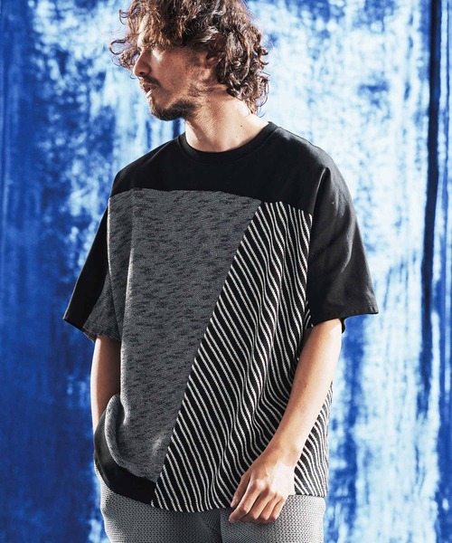 ANGENEHM（アンゲネーム）の「mt10424- Random Panel Jacquard T-shirt Tシャツ(AG06-005scg)（Tシャツ/カットソー・メンズ・ブラック/ライトグレー・L/M/S）」の9枚目の写真
