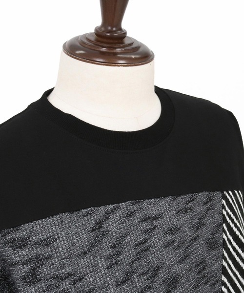 ANGENEHM（アンゲネーム）の「mt10424- Random Panel Jacquard T-shirt Tシャツ(AG06-005scg)（Tシャツ/カットソー・メンズ・ブラック/ライトグレー・L/M/S）」の18枚目の写真