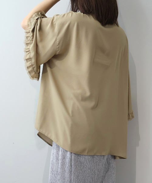 leswel(レスウェル)の「【M/L】フリンジフリルレースアップブラウス(シャツ/ブラウス・レディース・ベージュ/カーキ/チャコールグレー・M/L)」の14枚目の写真