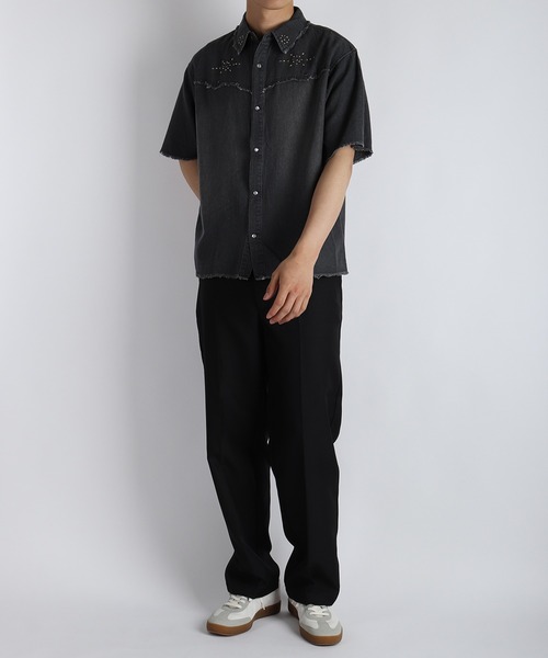 WESTSEA(ウエストシー)の「スタッズデザイン デニムシャツ 半袖 ビッグシルエット ヴィンテージ加工(シャツ/ブラウス・メンズ・ネイビー/ブラック・L/M)」の17枚目の写真