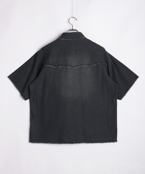 WESTSEA(ウエストシー)の「スタッズデザイン デニムシャツ 半袖 ビッグシルエット ヴィンテージ加工(シャツ/ブラウス・メンズ・ネイビー/ブラック・L/M)」の14枚目の写真